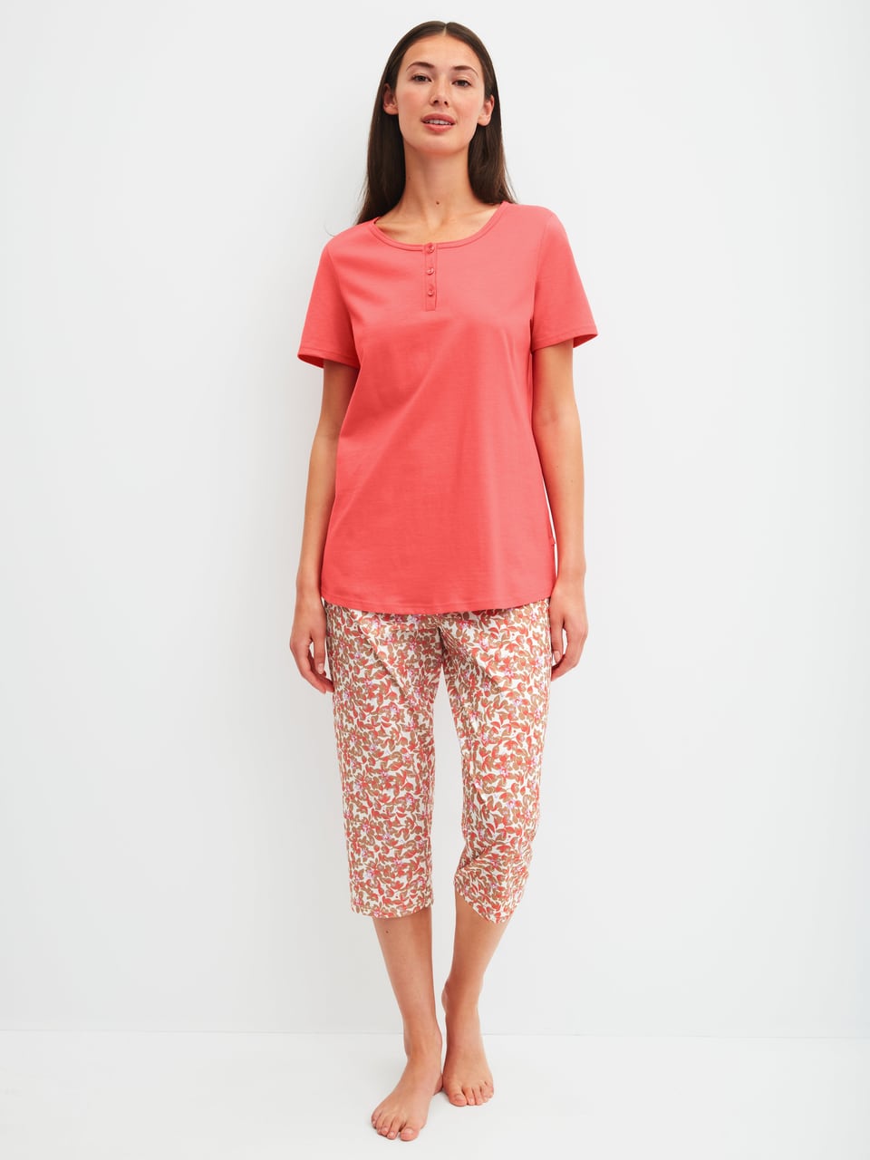 Calida DAMEN Pyjama 3/4 Schlafanzug in Rose Of Sharon – Bild 1