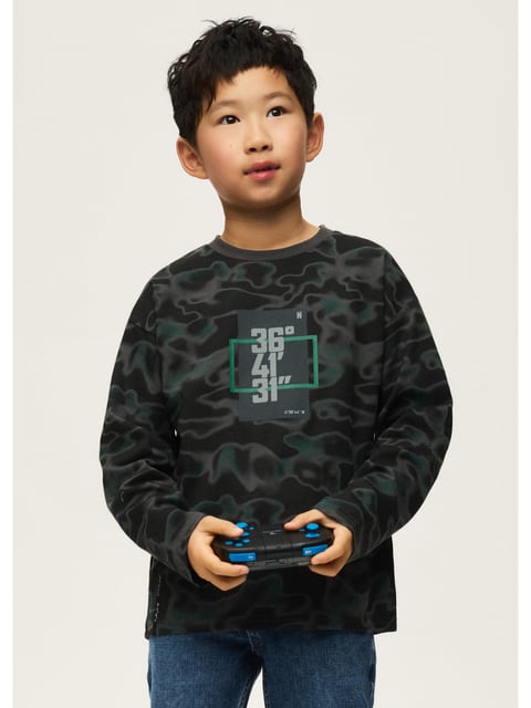 Mayoral Langarm T-Shirt Print Kohle Oberteile