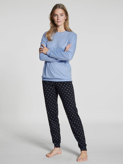 Calida DAMEN Pyjama mit Bündchen Schlafanzug