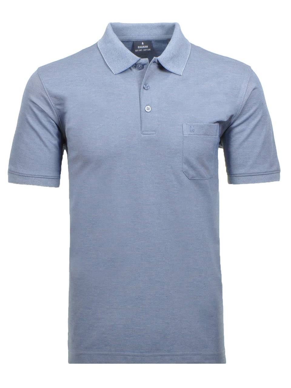 Ragman Polo button short sleeve in Marine Mel – Bild 1