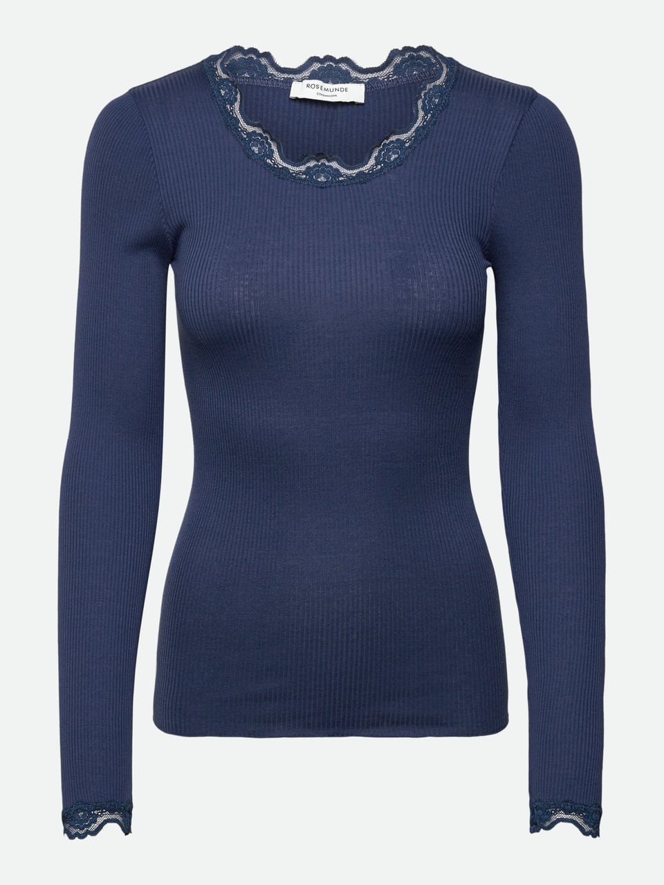 Rosemunde RWBabette Silk LS Lace T-shirt dark denim Oberteile in Dark Denim – Bild 1