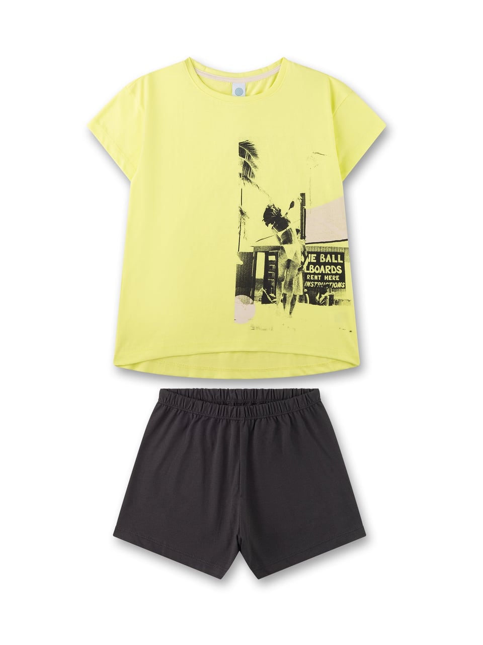 Sanetta Pyjama short, uni w.motif Nachtwäsche in Zitrone – Bild 1