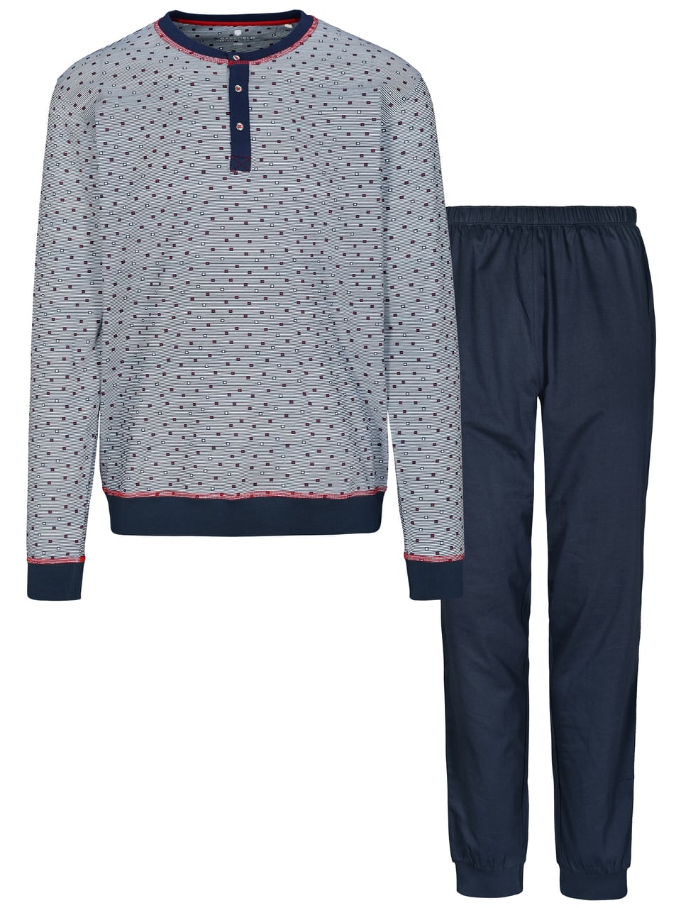Basefield He.-Pyjama Soft Cotton Schlafanzug in Brick Square – Bild 1