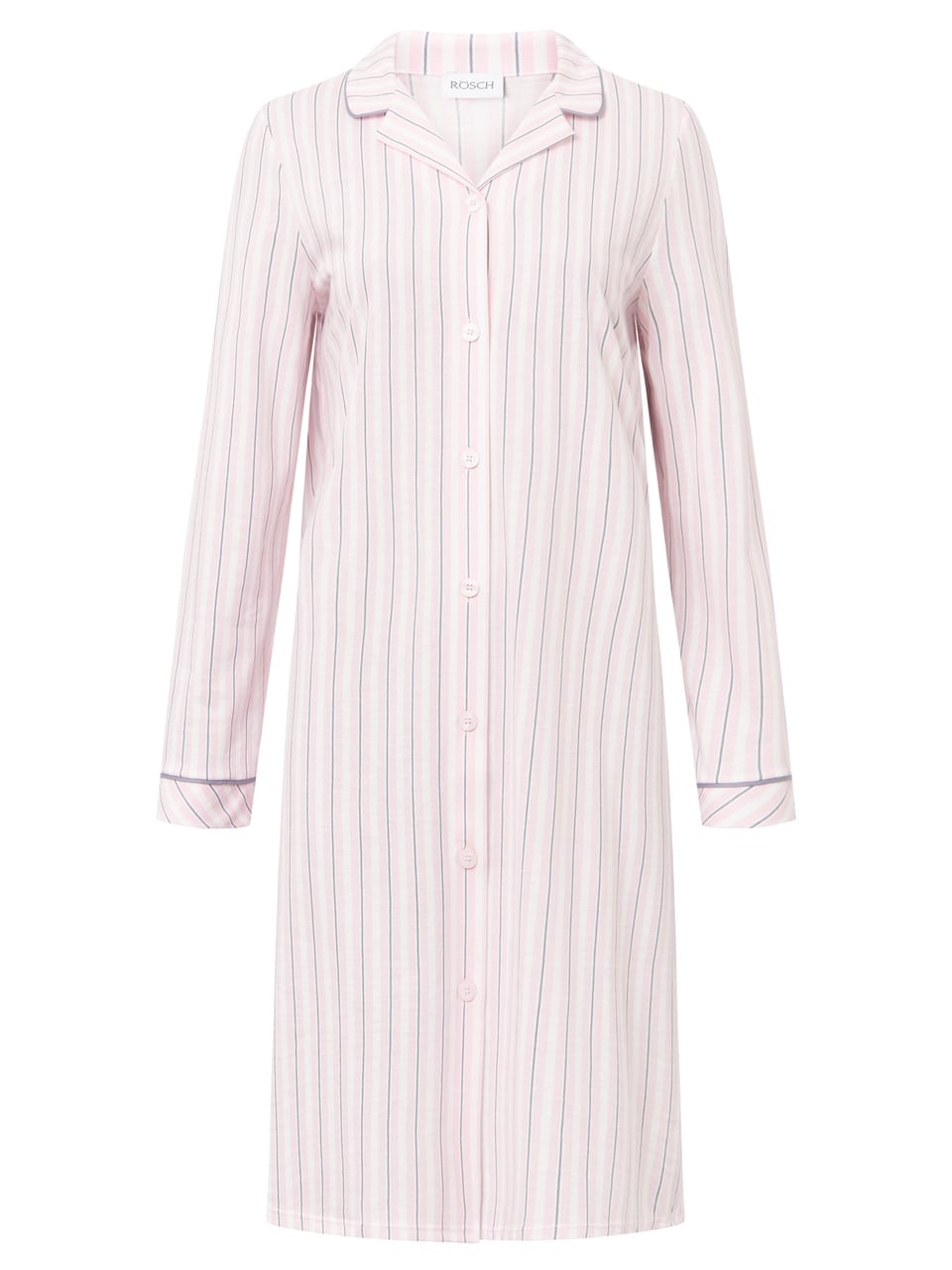 Rösch Nd, 1/1 sleeve, button through, lap Nachthemden in Rose Stripe – Bild 1