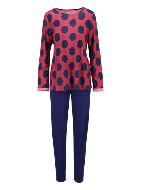 Ringella Pyjama mit Punktdessin und Hose mit Bündchen burgund Schlafanzug