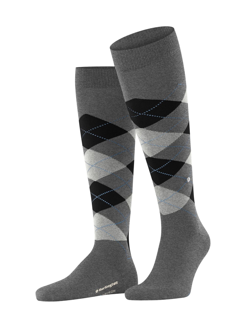 Burlington Edinburgh KH Herrensocken in Asphalt Mel – Bild 1