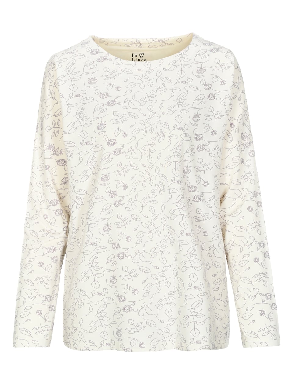 InLinea Da.-Shirt Soft Stretch Schlafanzug in Cloud Leafs