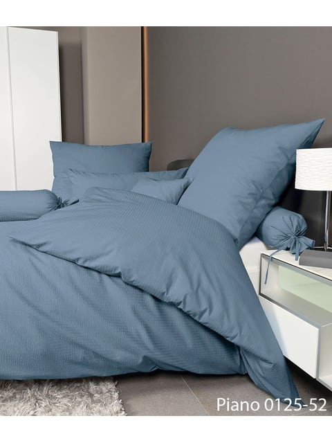 Janine PIANO Mako-Soft-Seersucker Bettwäsche Renforce in Denimblau