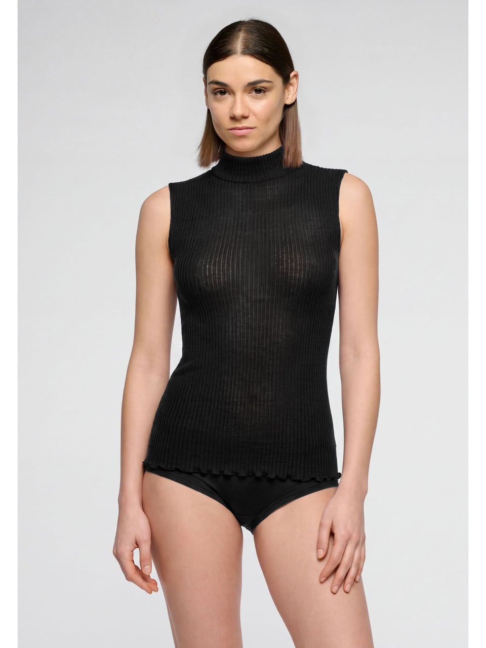 Oroblu Silk Wool Sleeveless Turtleneck in Black – Bild 1