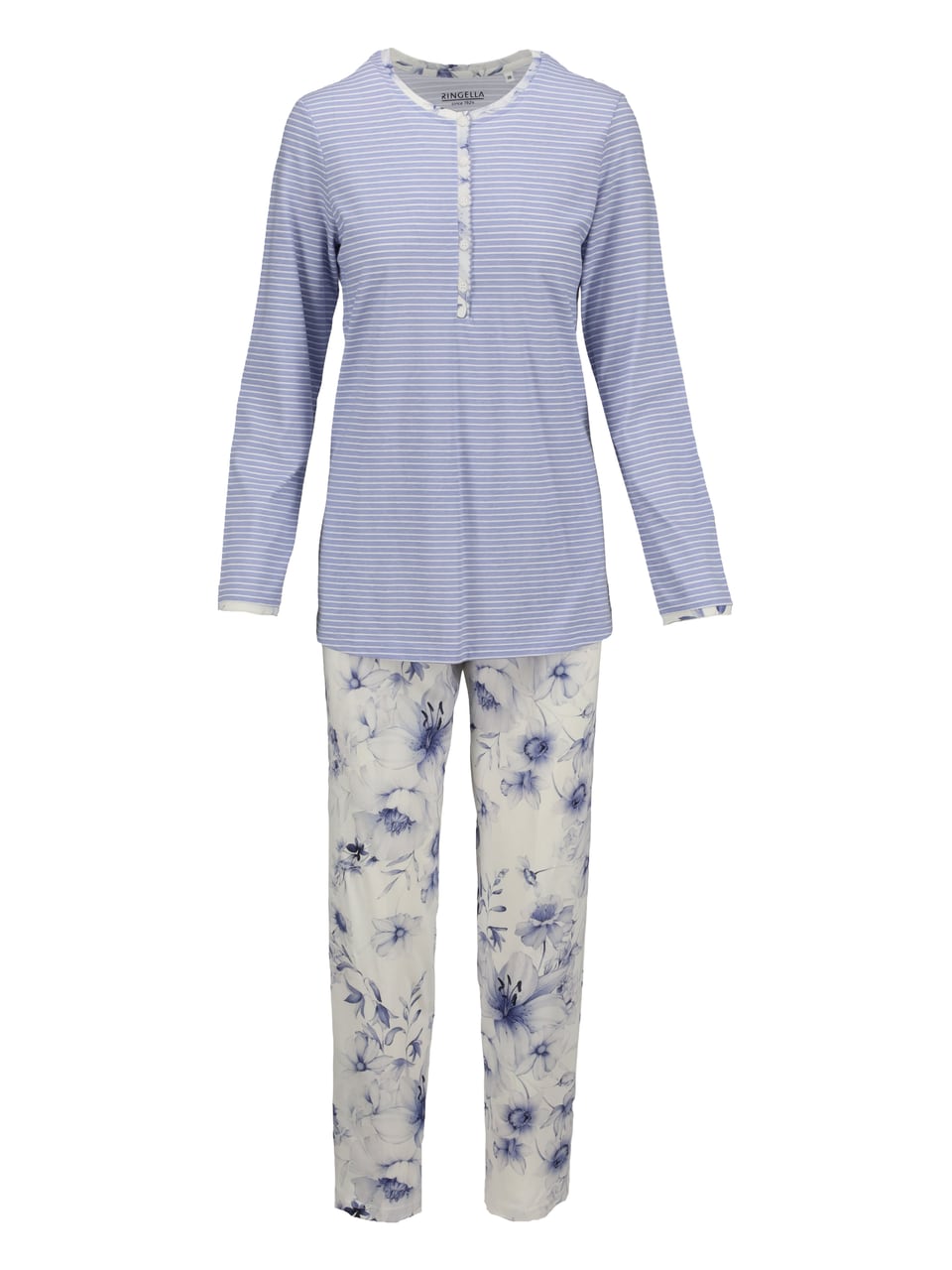 Ringella Pyjama im Mustermix rauchblau Schlafanzug – Bild 1
