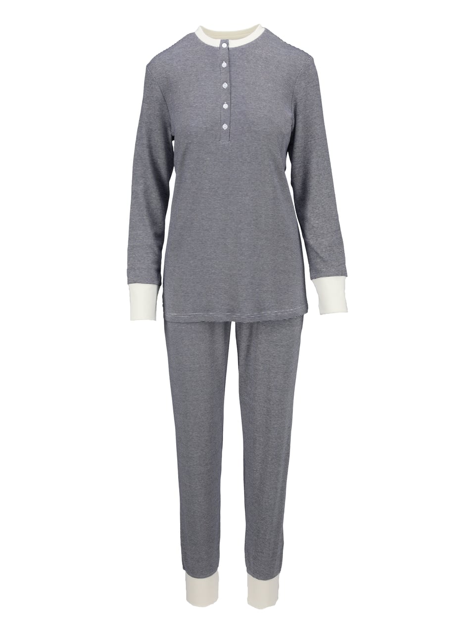 Ringella Pyjama mit Knopfleiste und Strickbündchen Schlafanzug in Night – Bild 1