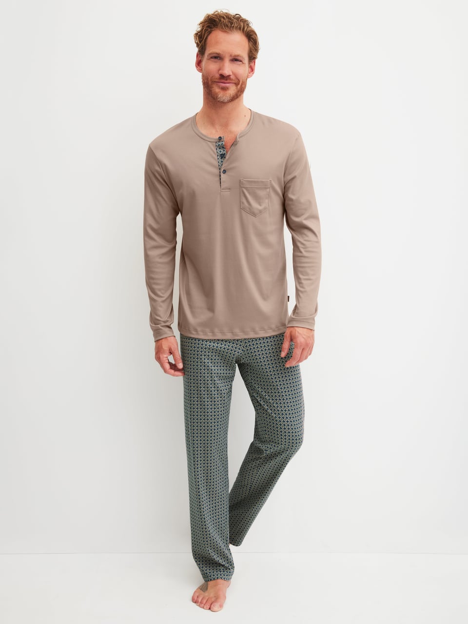 Calida HERREN Pyjama Schlafanzug in Warm Sands – Bild 1