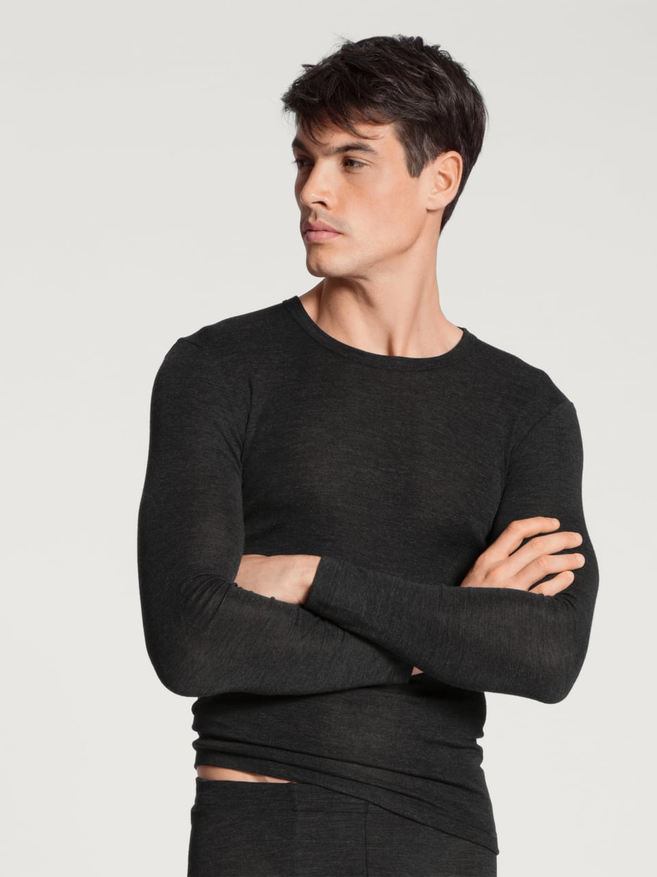 Calida HERREN Shirt langarm in Dark Moon Melé – Bild 1