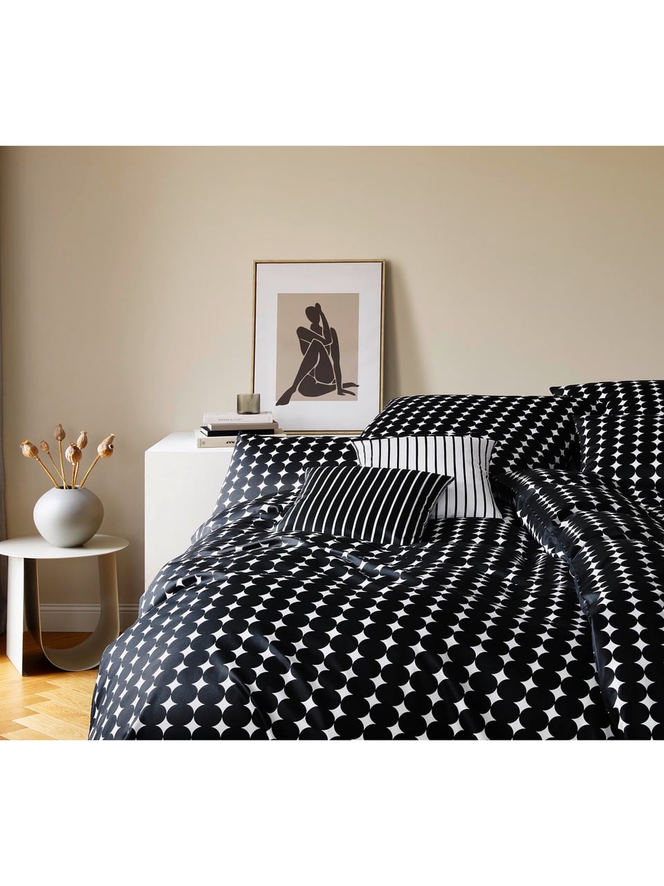 Elegante Bubbles 80/80 240/2 2 0 Bettwäsche Satin in Schwarz-Weiß – Bild 1