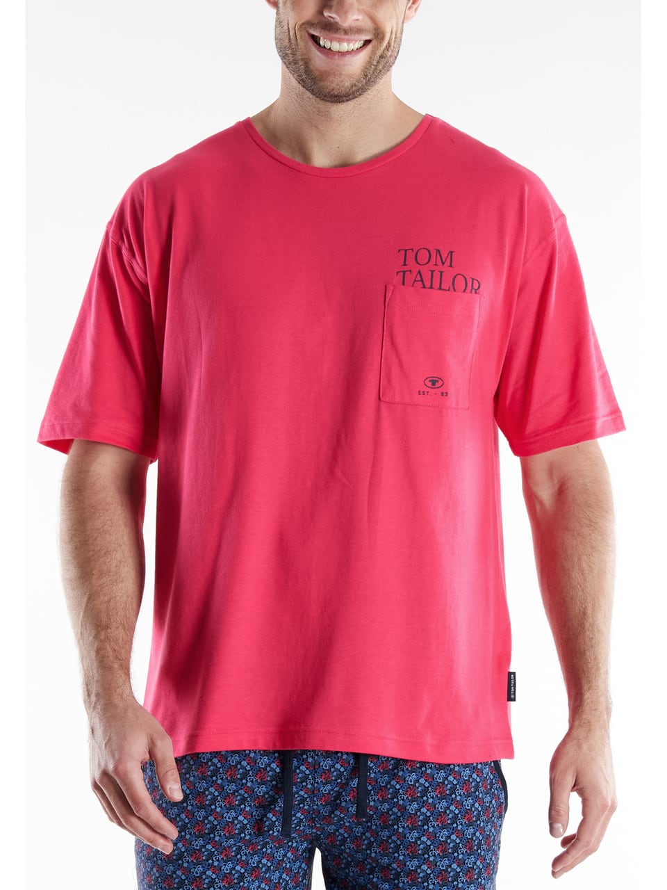 Ceceba Shirt, 1/2 A., Rundhals Nachtwäsche in Rot-Mittel-Uni – Bild 1
