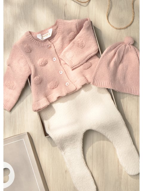 Mayoral Set Stramplerhose Strickjacke Nude