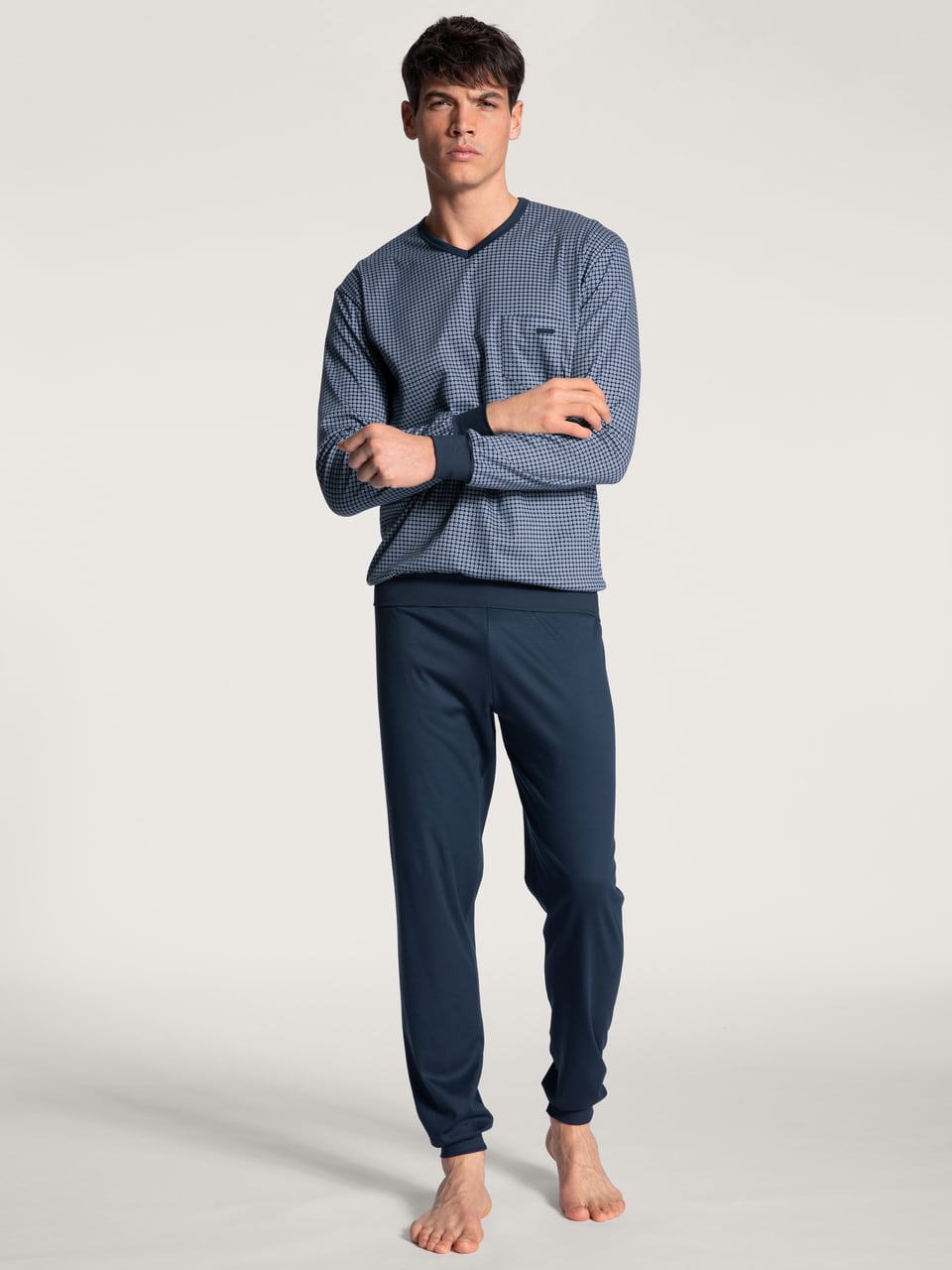 Calida HERREN Pyjama mit Bündchen Schlafanzug in Indigo Mood – Bild 1