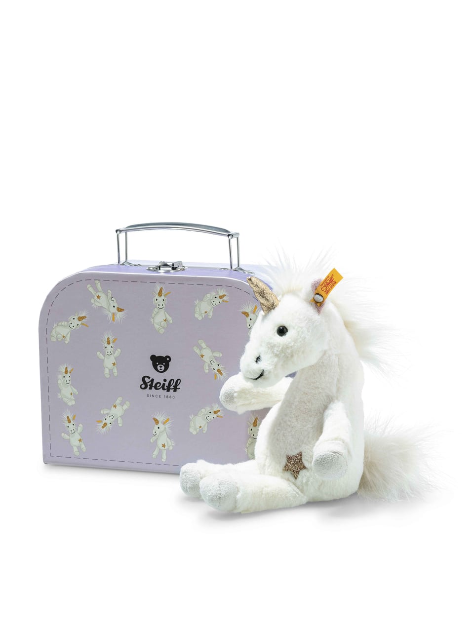 Steiff Unica Schlenker Einhorn 20 weiss i. Koffer Spielzeug in Weiß