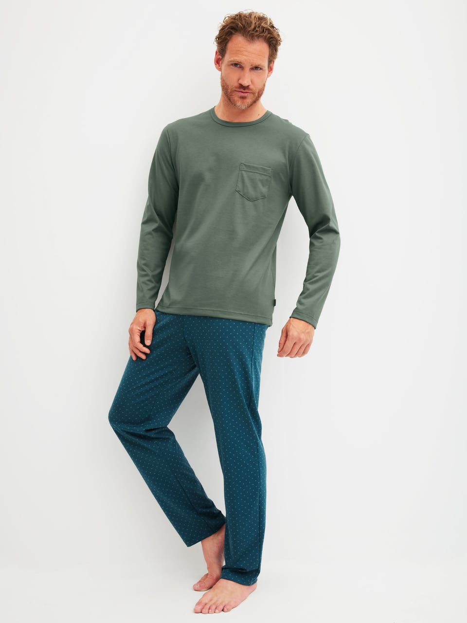 Calida HERREN Pyjama Schlafanzug in Laurel Green – Bild 1