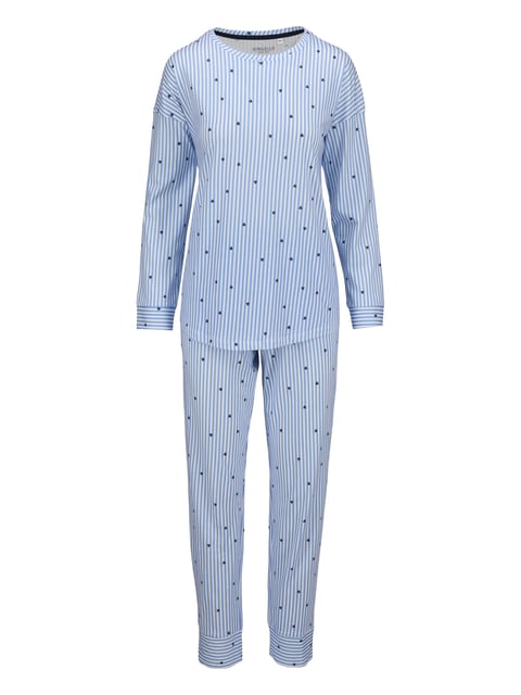 Ringella Pyjama mit Streifendessin und Herzen air blue Schlafanzug