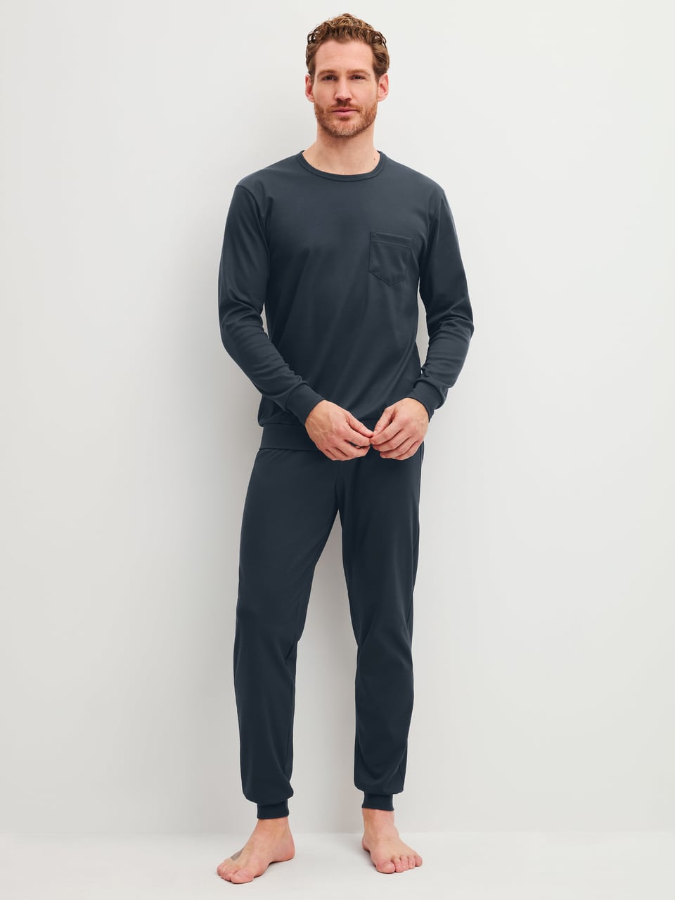 Calida HERREN Pyjama mit Bündchen Schlafanzug in Dark Sapphire – Bild 1