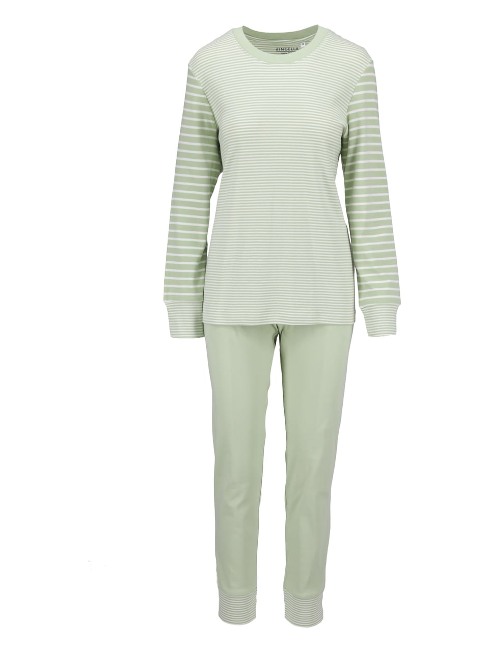 Ringella Pyjama mit geringeltem Oberteil jade cream Schlafanzug – Bild 1