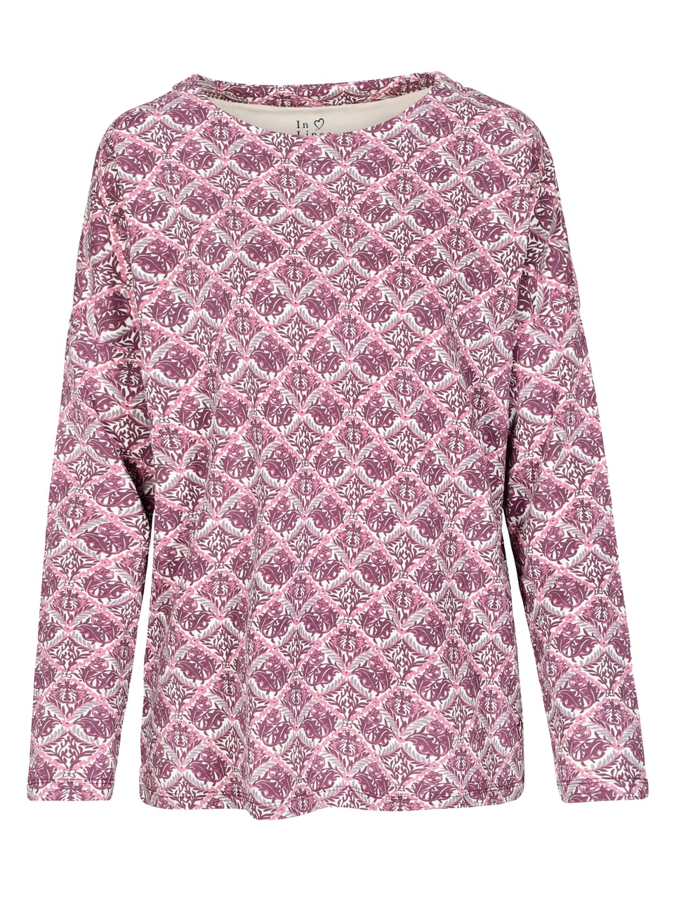 InLinea Da.-Shirt Soft Stretch Schlafanzug in Wine Paisley