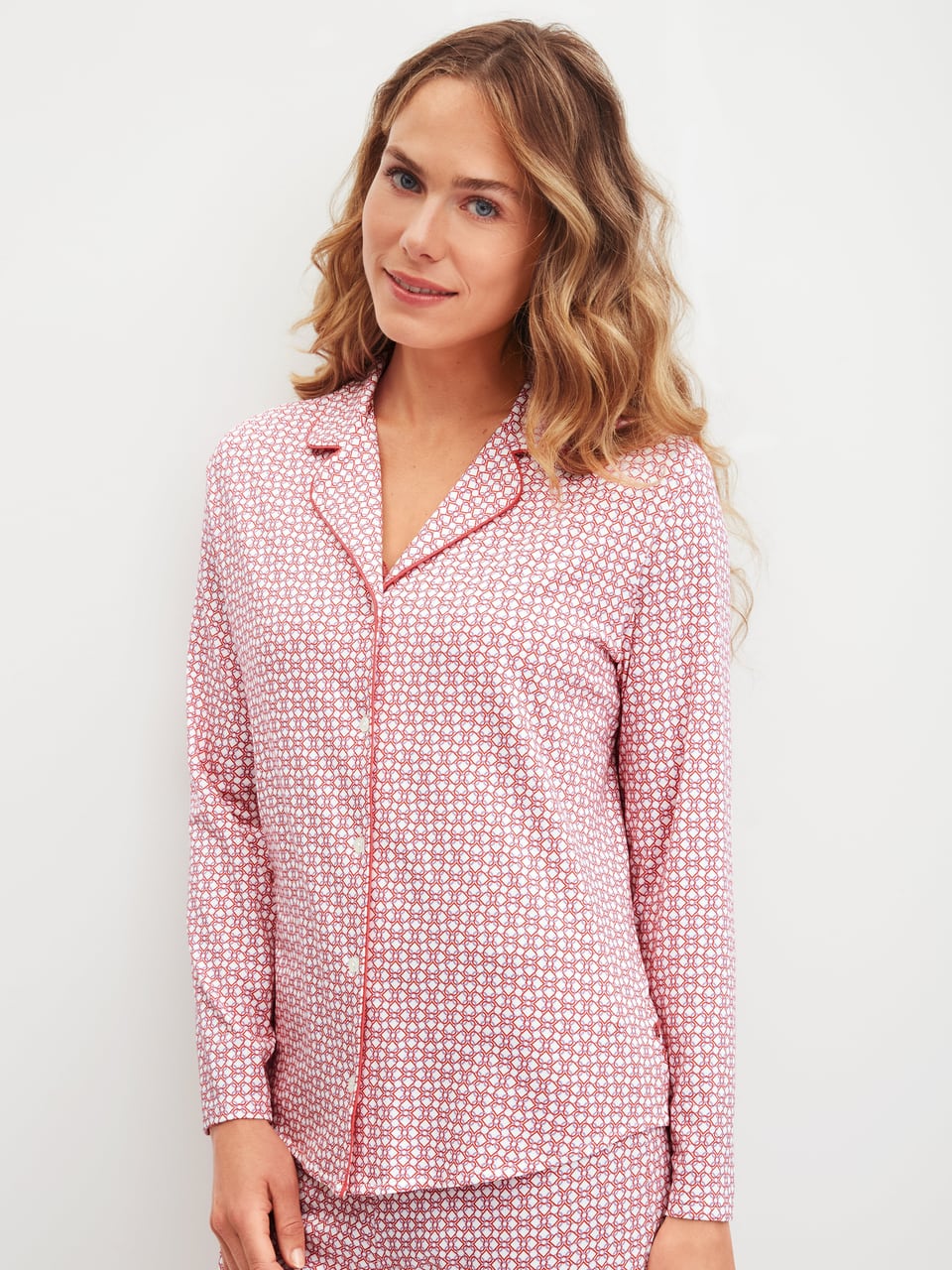 Calida DAMEN Shirt langarm Schlafanzug in Daret Red – Bild 1