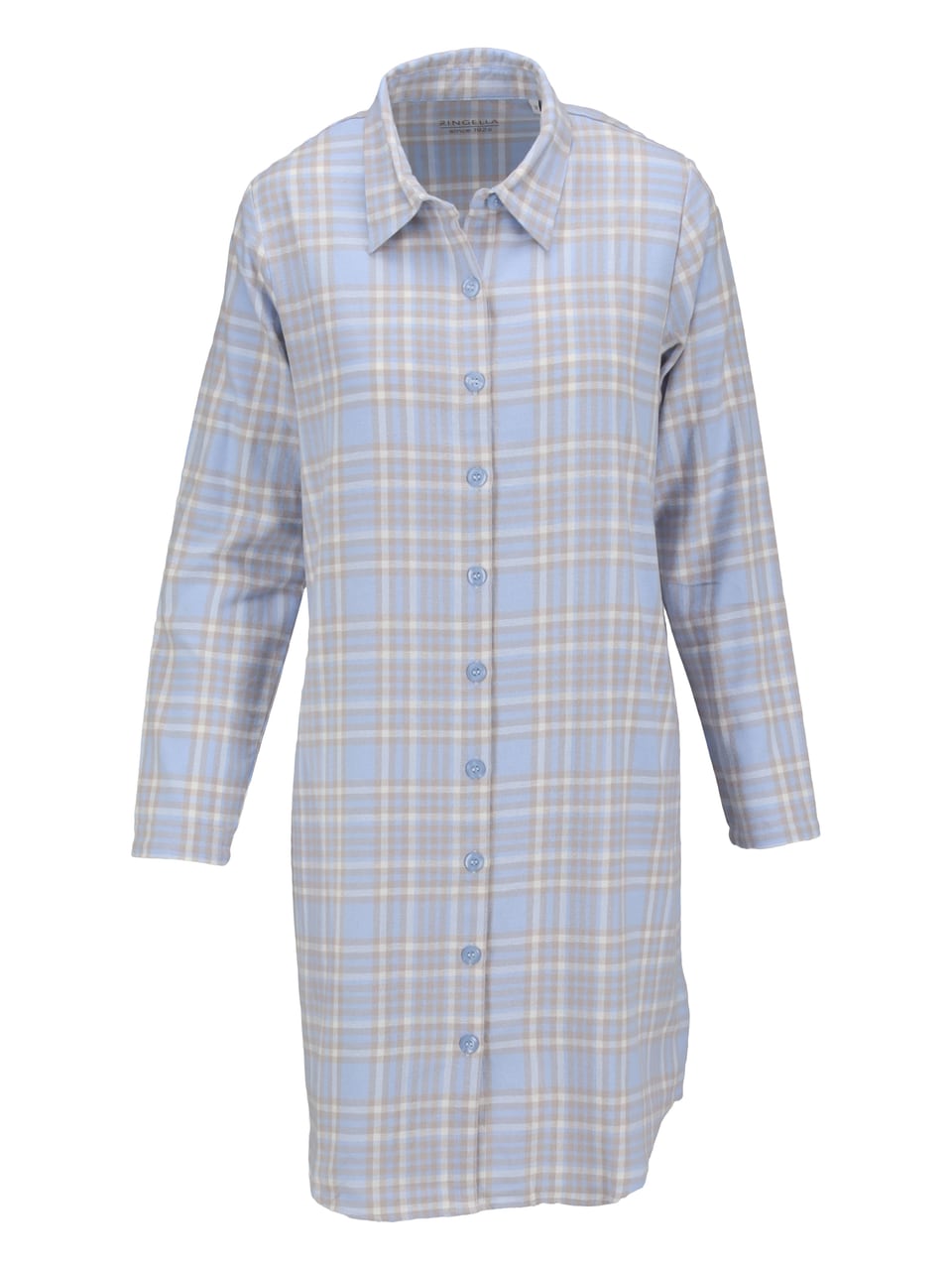 Ringella Nachthemd aus Flanell in Bleu – Bild 1