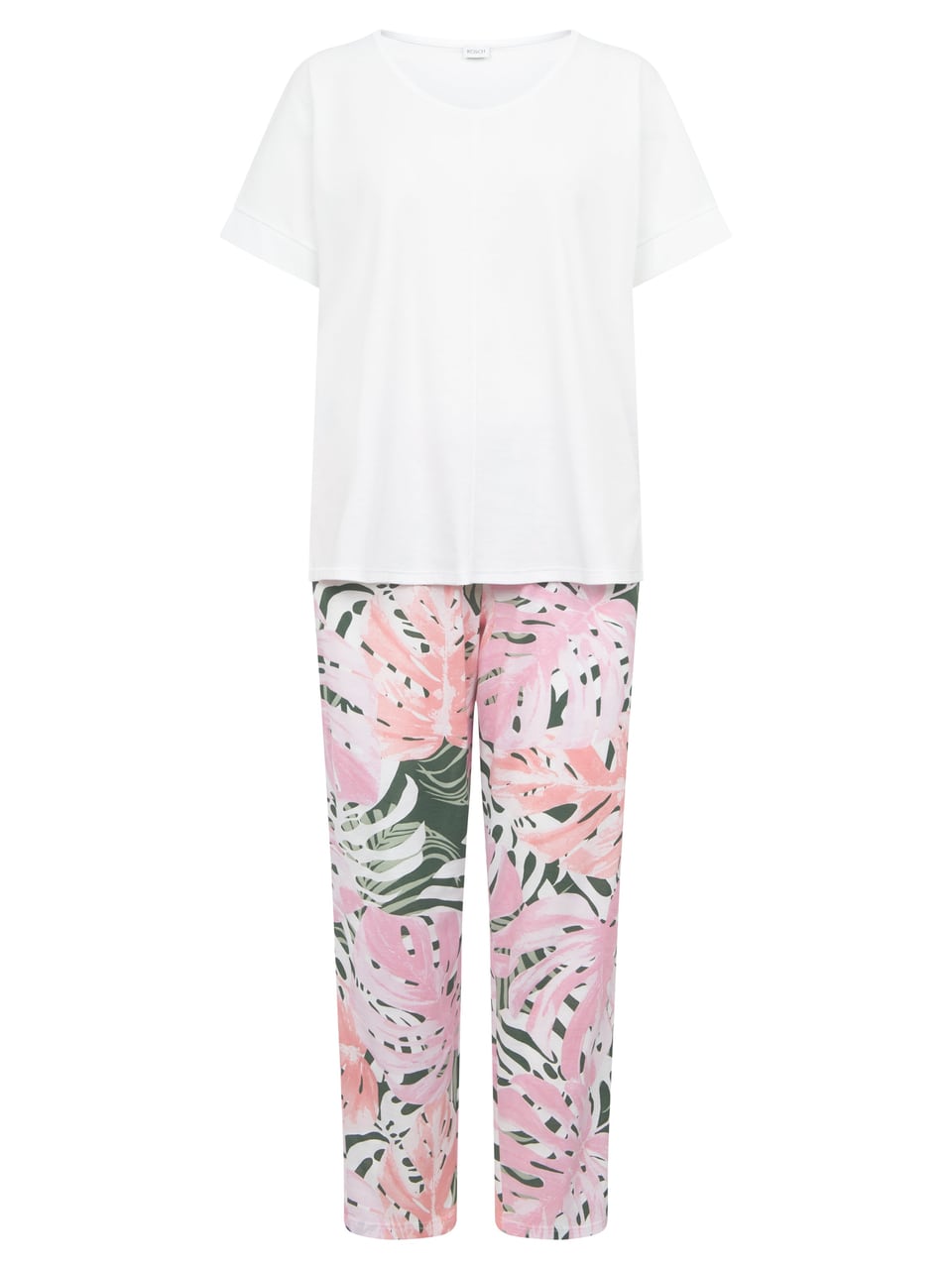 Rösch Py, 1/2 sleeve, pants 7/8, v-neck Schlafanzug in Modern Leaves – Bild 1