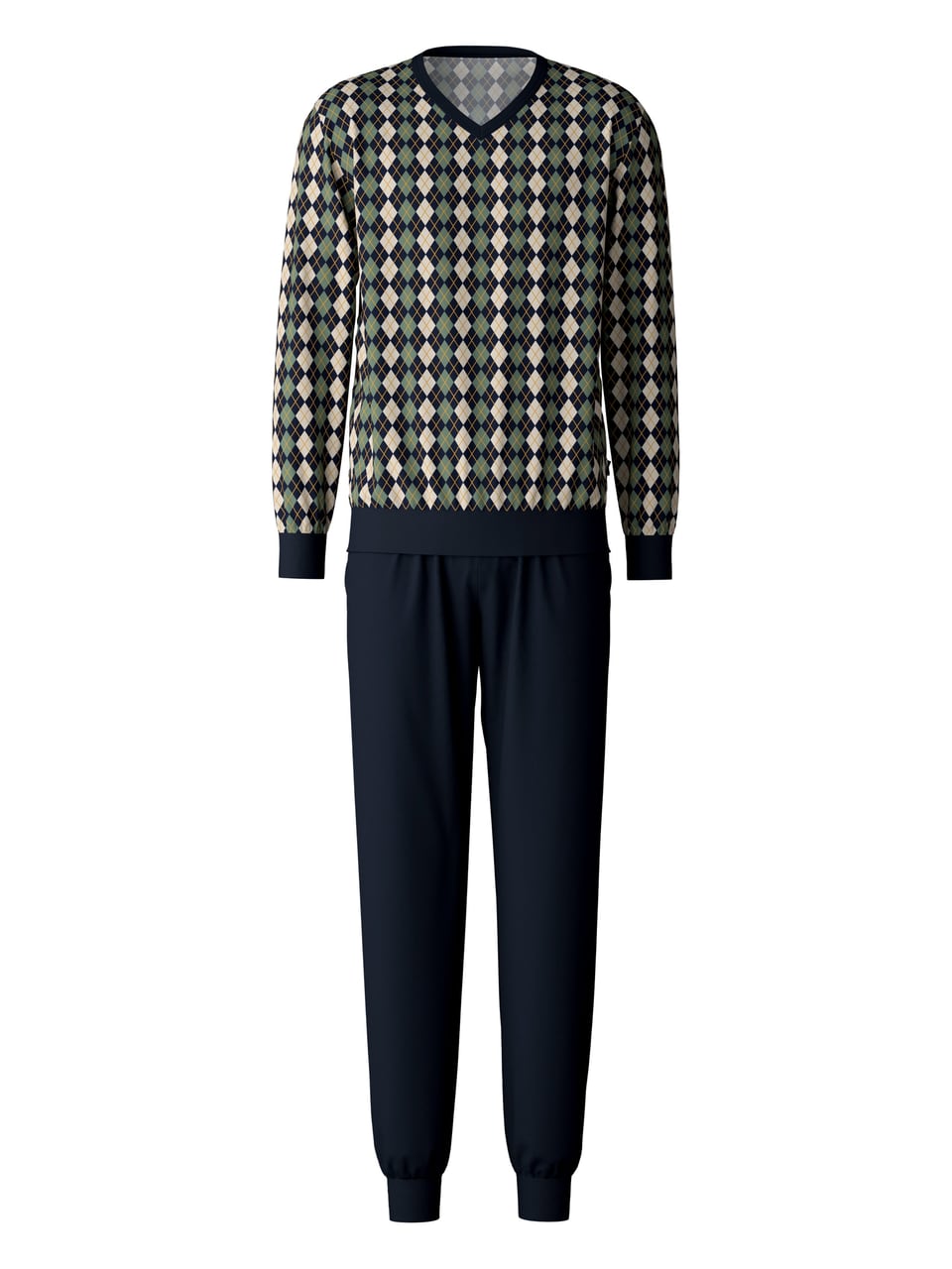 Calida HERREN Pyjama mit Bündchen Schlafanzug in Laurel Green
