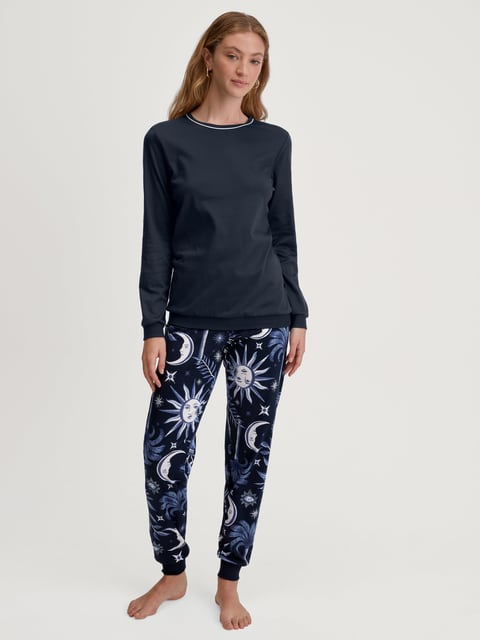 Calida DAMEN Pyjama mit Bündchen Schlafanzug
