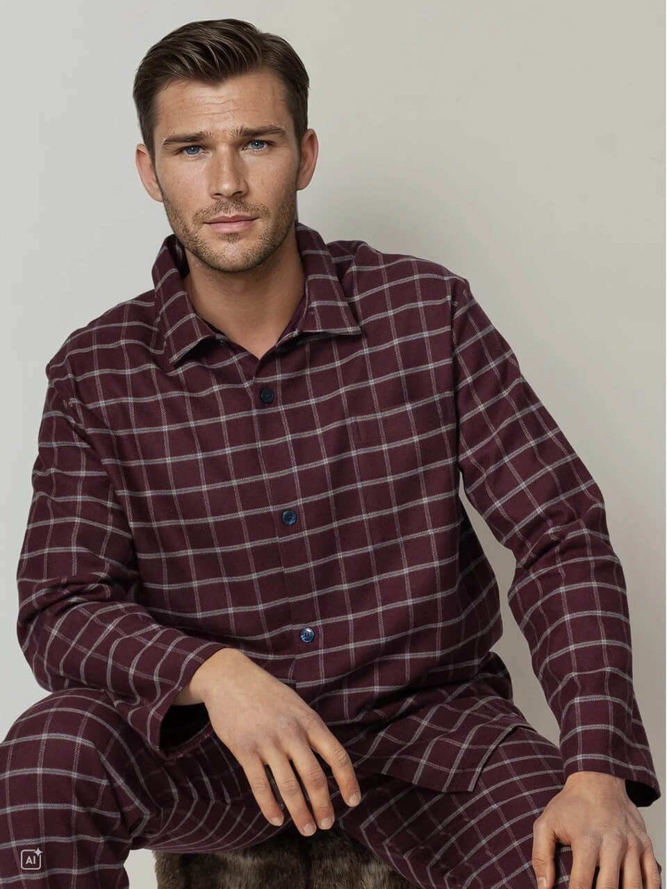 Novila H-Pyj. Marc 1/1 Schlafanzug in Aubergine/Gem