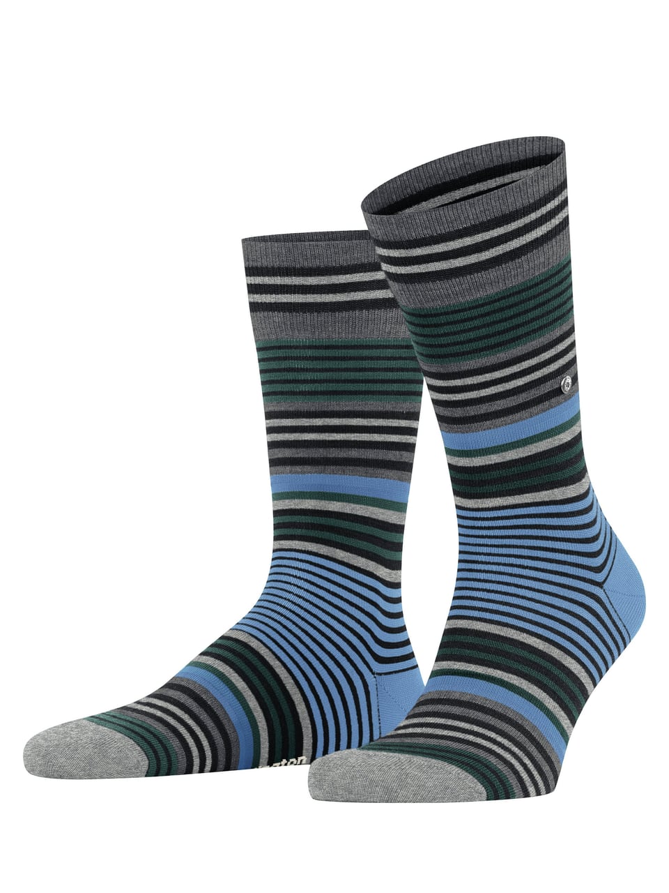 Burlington Stripe SO Herrensocken in Black – Bild 1
