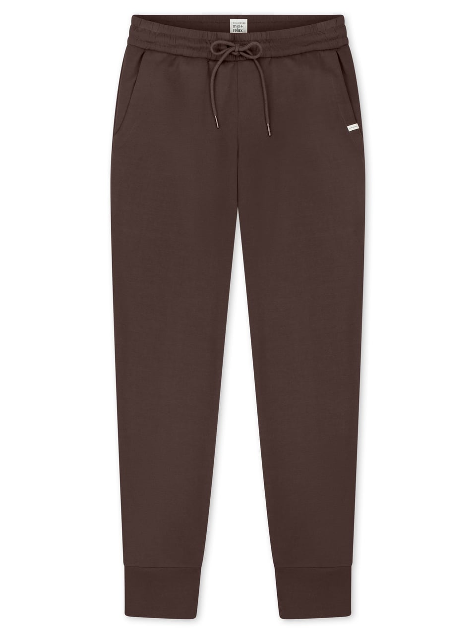 Schiesser Sweathose lang Bündchen Schlafanzug in Deep Brown – Bild 1