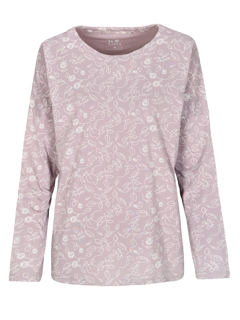 InLinea Da.-Shirt Soft Stretch Schlafanzug in Truffle Leafs