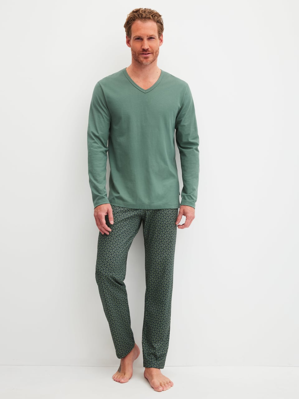 Calida HERREN Pyjama Schlafanzug in Dark Glen – Bild 1